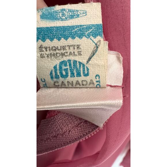 1970s Pink Chiffon Prairie Maxi High Neck Dress Lace Trim LGWD Canada XS - Picture 14 of 17